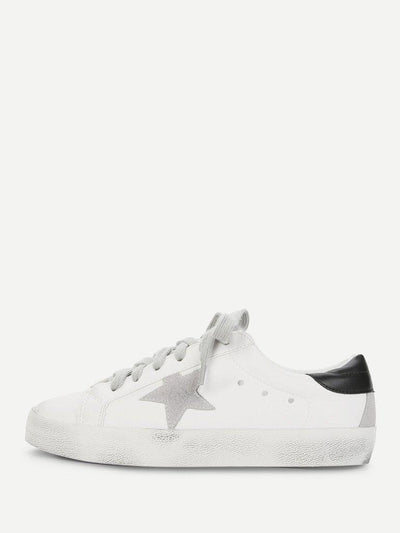 Star Patch Lace Up Splice Sneakers-shoes-Des Mess