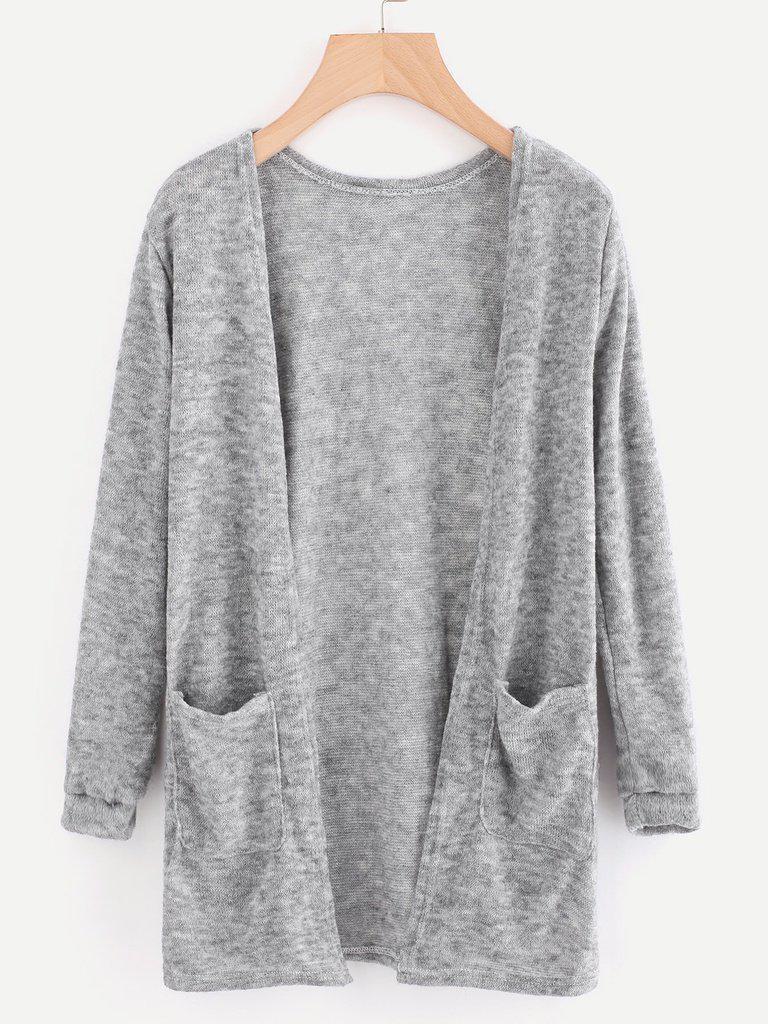 Open Front Cardigan With Pockets-outerwear-Des Mess