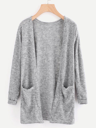 Open Front Cardigan With Pockets-outerwear-Des Mess