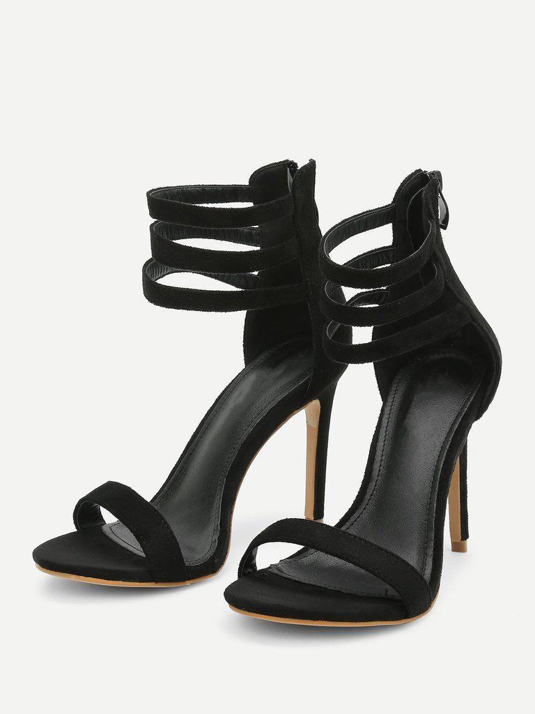 Strappy Design Suede High Heels-shoes-Des Mess