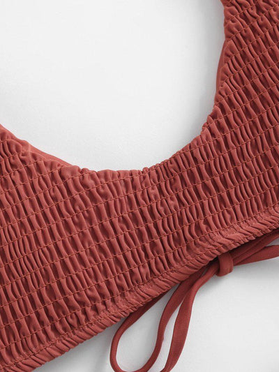 Shirred Halter Bikini Set--Des Mess