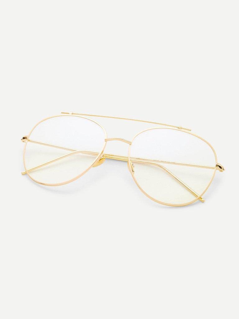 Gold Frame Clear Lens Double Bridge Glasses-accessories-Des Mess