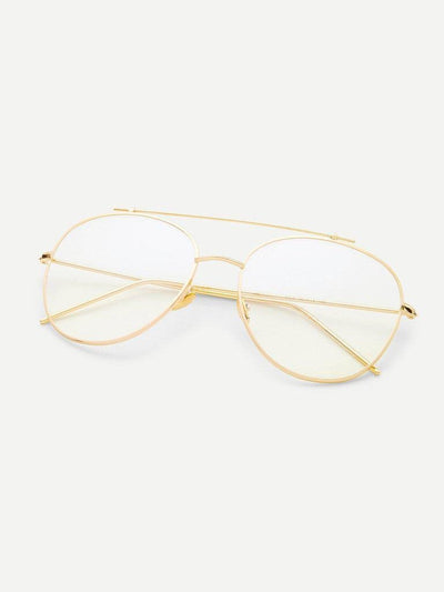 Gold Frame Clear Lens Double Bridge Glasses-accessories-Des Mess
