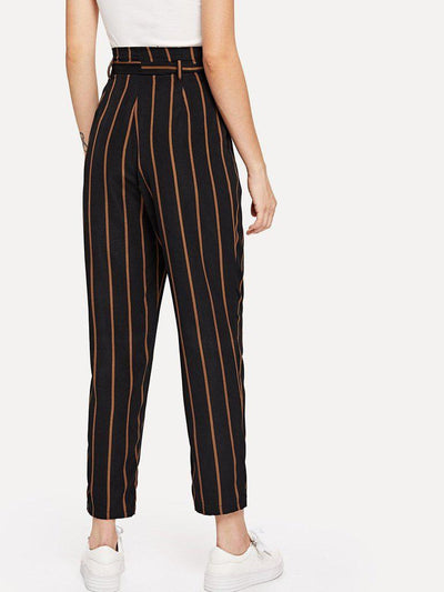 Self Belt Striped Pants-bottom-Des Mess