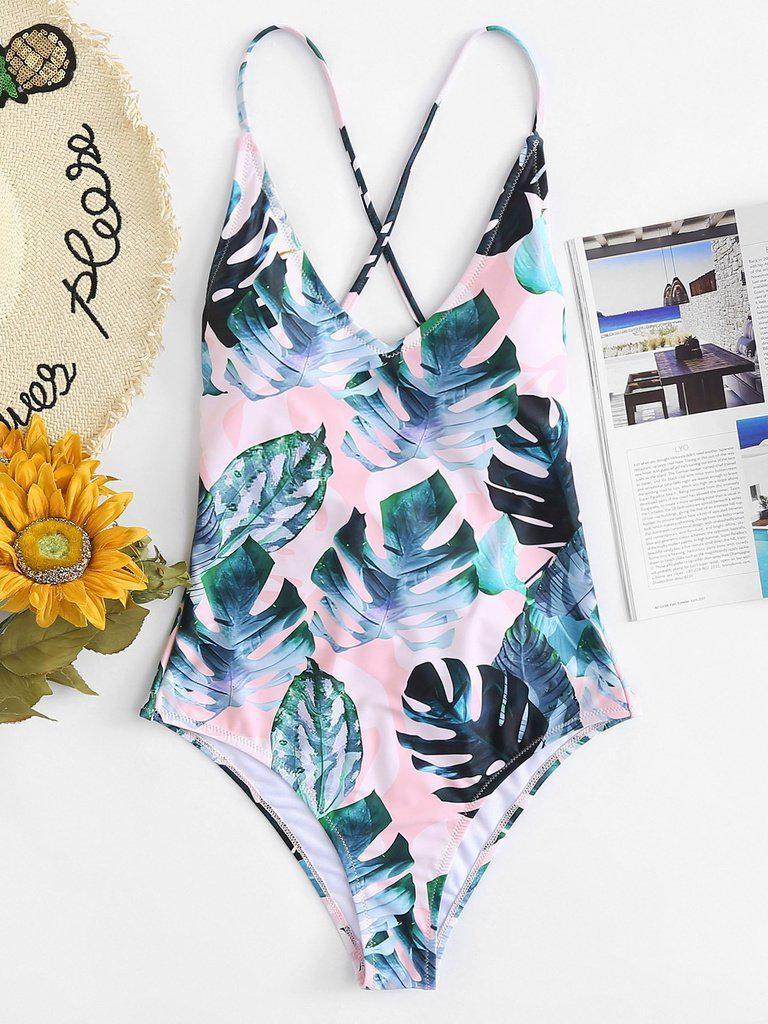 Tropical Print Swimsuit-swimwear-Des Mess