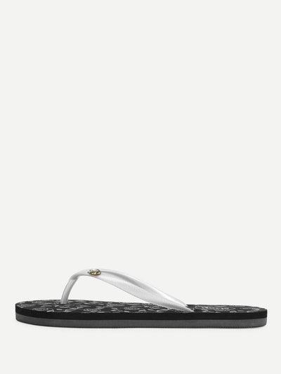 Rose Print Flip Flops-shoes-Des Mess