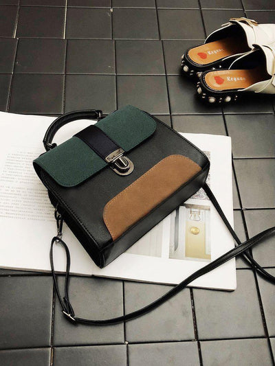 Colorblock Buckle Detail Shoulder Bag-accessories-Des Mess