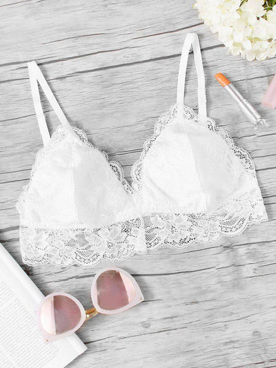 Lace Trim Triangle Bralette-lingerie-Des Mess