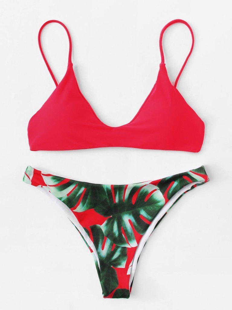 Palm Print Bikini Set-swimwear-Des Mess