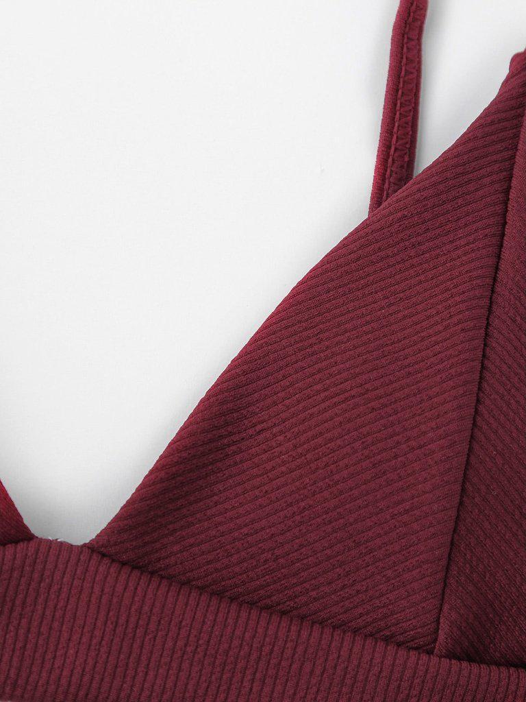 Seam Detail Triangle Bikini Set-swimwear-Des Mess