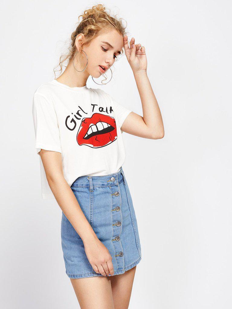 Single Breasted Denim Skirt Shorts-bottom-Des Mess