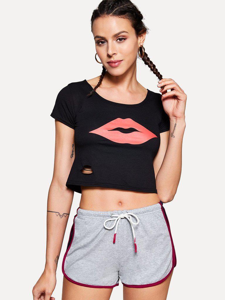 Contrast Binding Color Block Dolphin Shorts-bottom-Des Mess