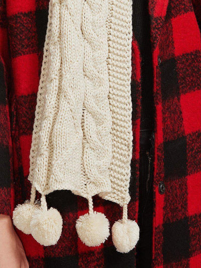 Pom Pom Cable Knit Scarf-accessories-Des Mess