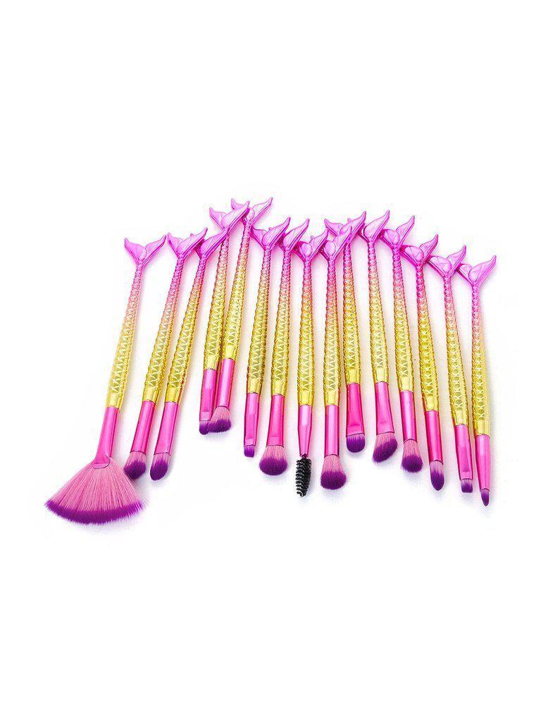 Ombre Mermaid Handle Makeup Brush 15pcs--Des Mess