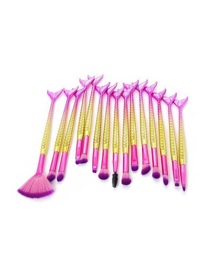 Ombre Mermaid Handle Makeup Brush 15pcs--Des Mess