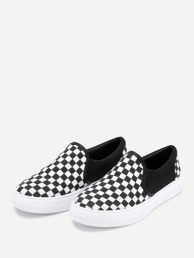Gingham Canvas Slip On Plimsolls-shoes-Des Mess