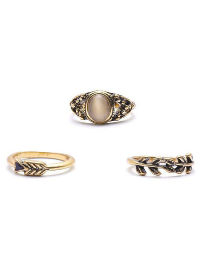 Gold Leaf Shaped Ring Set-jewelry-Des Mess