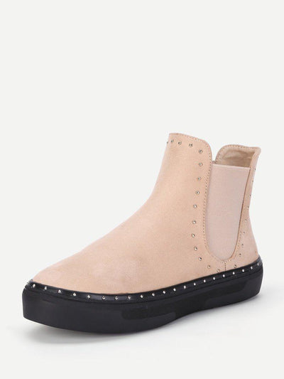 Studded Detail Flatform Chelsea Boots-shoes-Des Mess