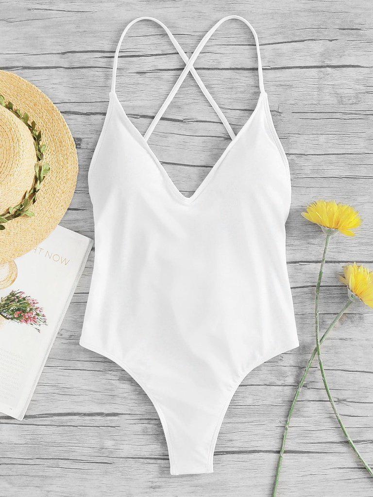 Criss Cross Ruched Detail Swimsuit-swimwear-Des Mess
