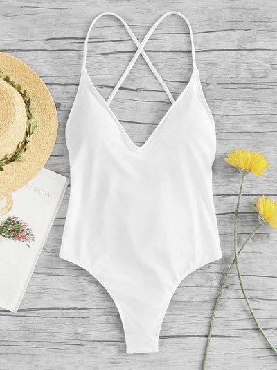 Criss Cross Ruched Detail Swimsuit-swimwear-Des Mess