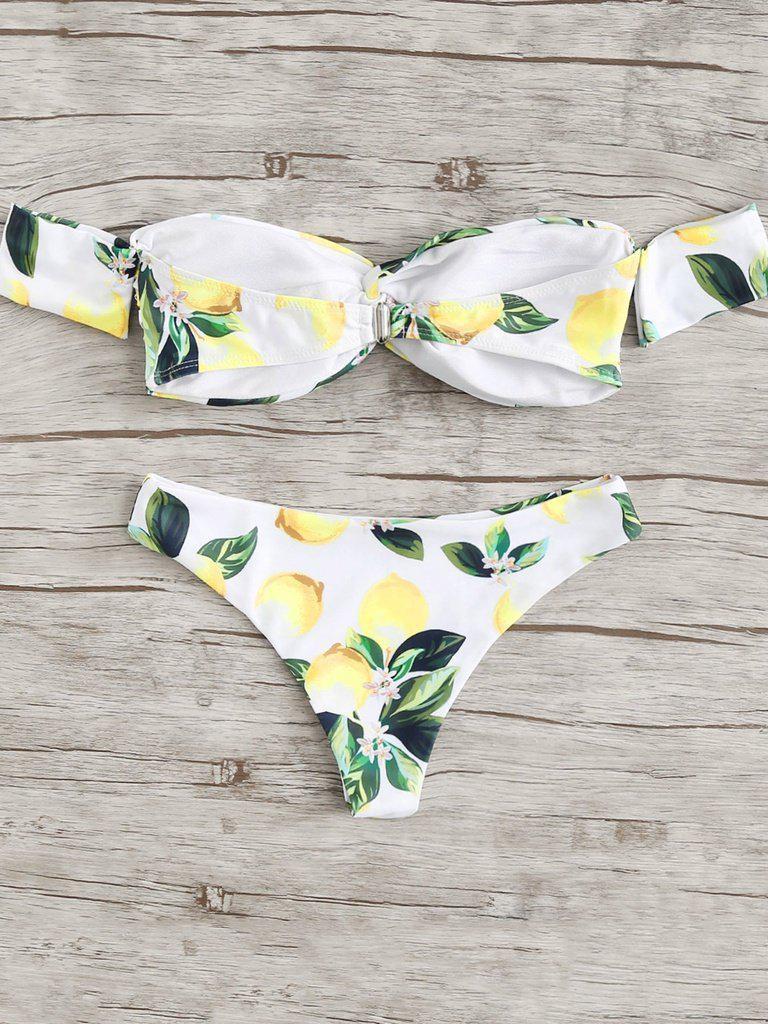Fruit Print Twist Bikini Set-swimwear-Des Mess