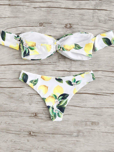 Fruit Print Twist Bikini Set-swimwear-Des Mess