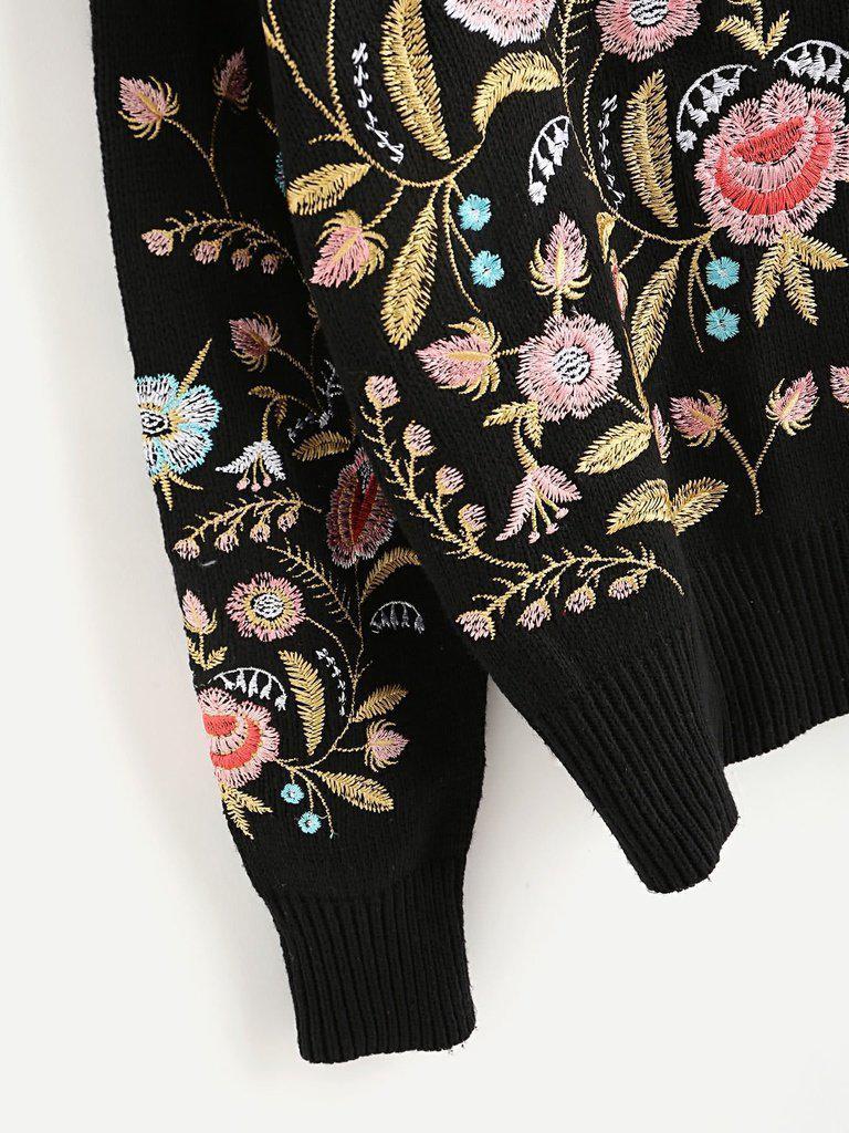 Symmetric Botanical Embroidered Jumper-outerwear-Des Mess