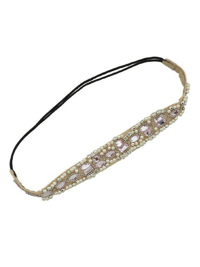 Pink Pearl Rhinestone Lace Hairband-hair-Des Mess