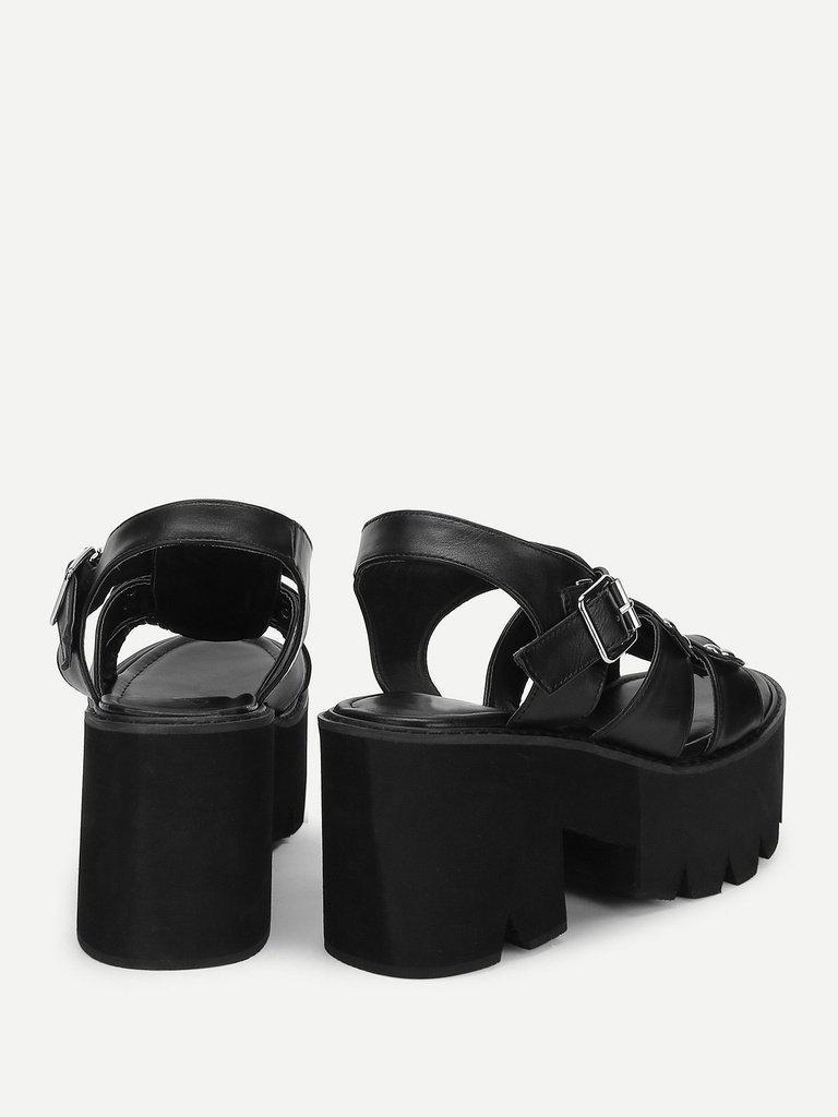 T-strap Buckle Detail Platform Wedges-shoes-Des Mess
