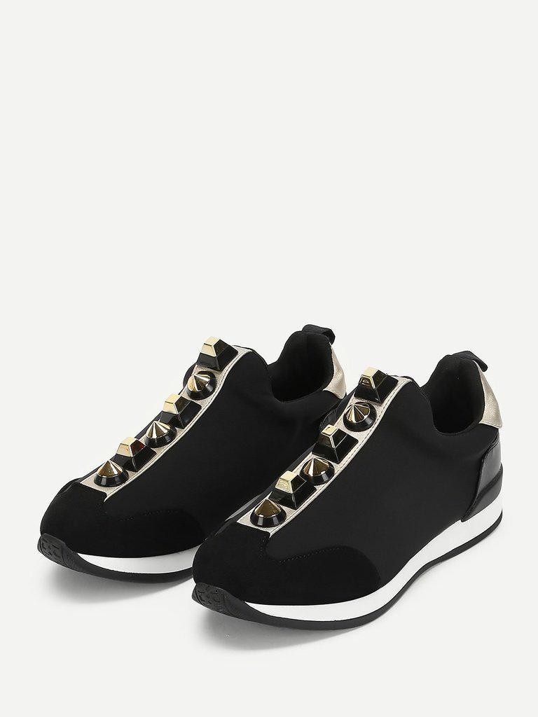 Studded Design Slip On Sneakers-shoes-Des Mess