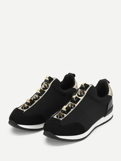 Studded Design Slip On Sneakers-shoes-Des Mess
