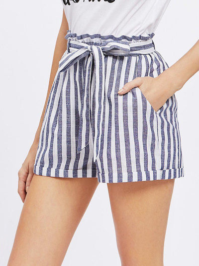 Frill Waist Self Belted Shorts-bottom-Des Mess