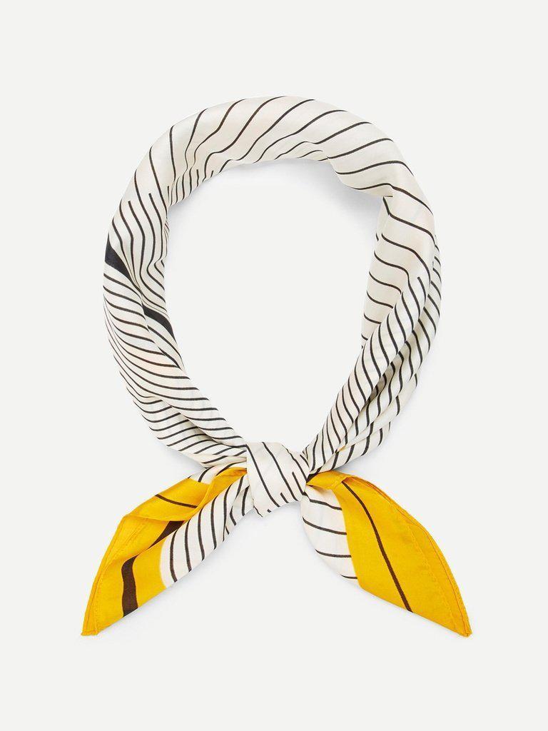 Contrast Trim Striped Print Bandana-accessories-Des Mess