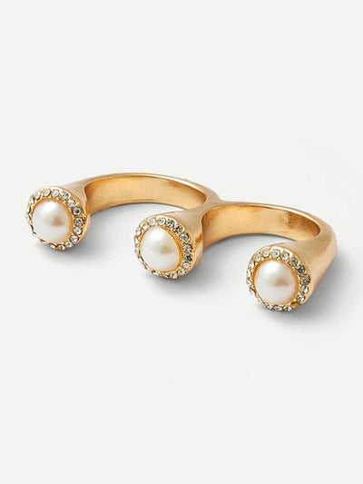 Faux Pearl Double Cuff Ring-jewelry-Des Mess