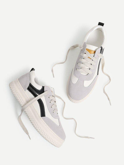Lace Up Splice Platform Sneakers-shoes-Des Mess