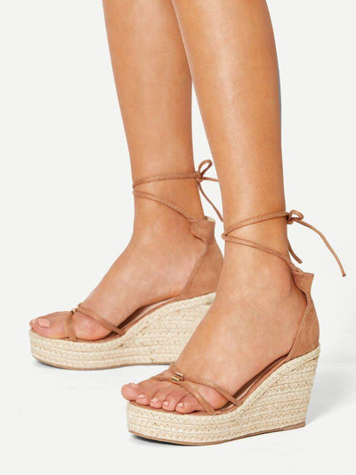 Lace Up Espadrille Wedges-shoes-Des Mess
