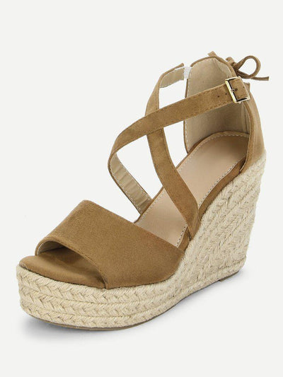 Bow Detail Platform Wedge Sandals-shoes-Des Mess