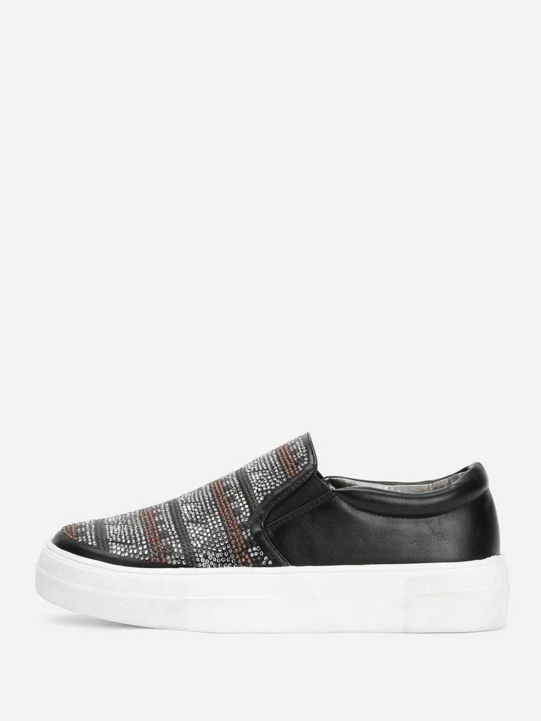 Geometric Pattern Slip On Sneakers-shoes-Des Mess