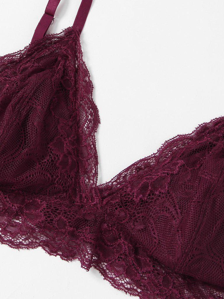 Lace Trim Triangle Bralette-lingerie-Des Mess