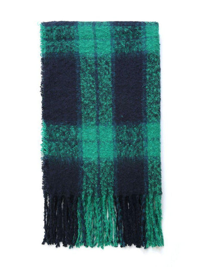 Fringe Trim Plaid Scarf-accessories-Des Mess