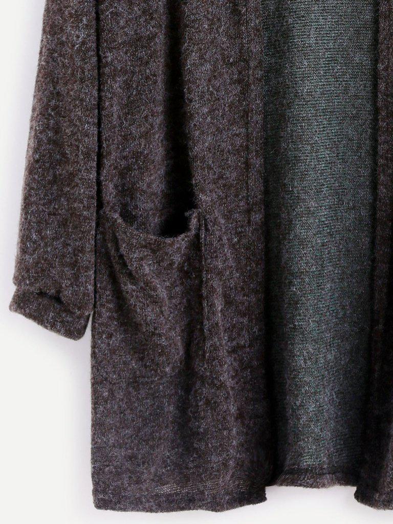 Dark Grey Fuzzy Cardigan-outerwear-Des Mess