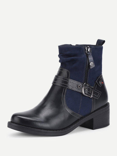 Side Zipper Block Heeled Ankle Boots-shoes-Des Mess