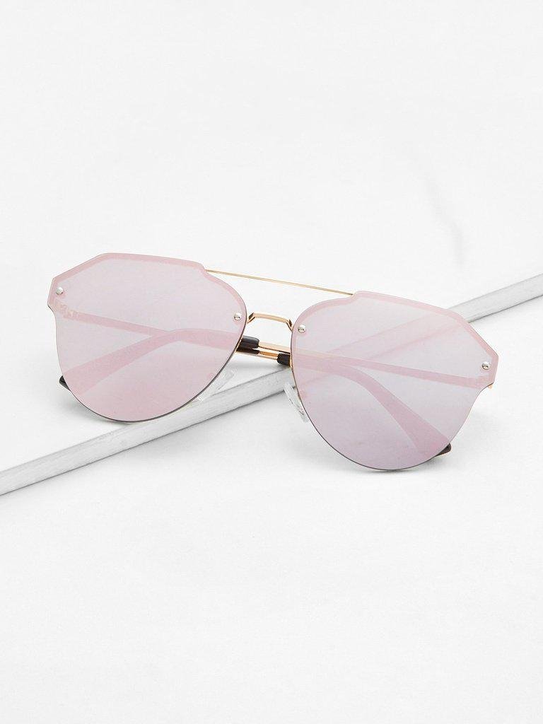 Mirror Lens Rimless Sunglasses-accessories-Des Mess