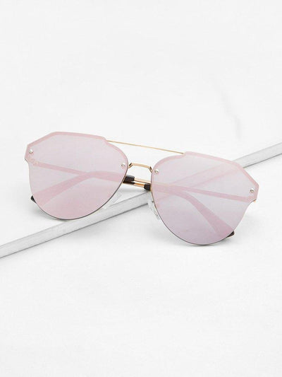 Mirror Lens Rimless Sunglasses-accessories-Des Mess