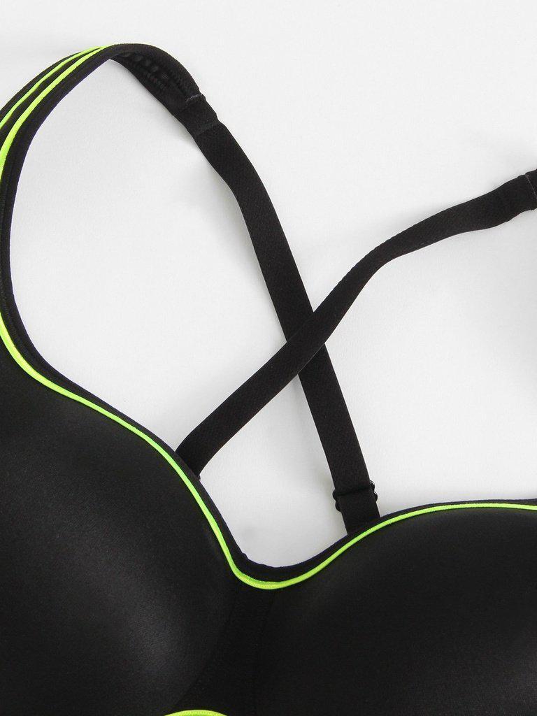 Contrast Seam Cross Back Sports Bra-sportswear-Des Mess