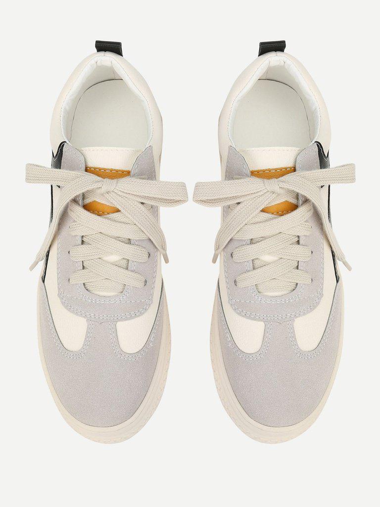 Lace Up Splice Platform Sneakers-shoes-Des Mess