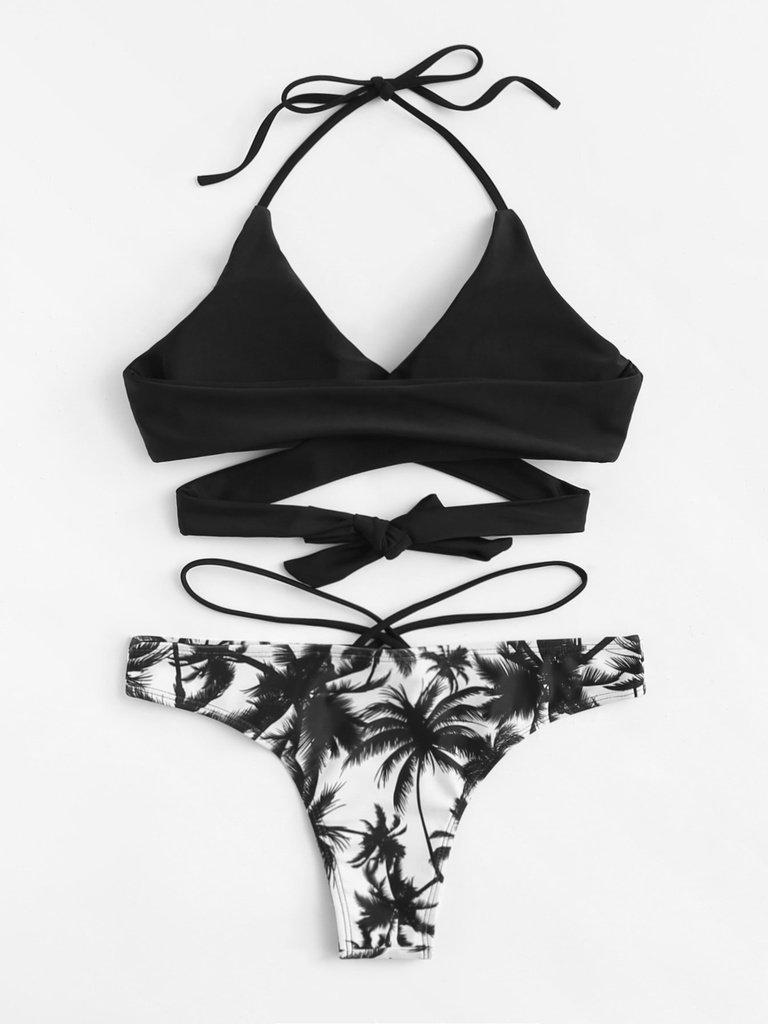 Surplice Wrap Front Cut Out Side Bikini Set--Des Mess
