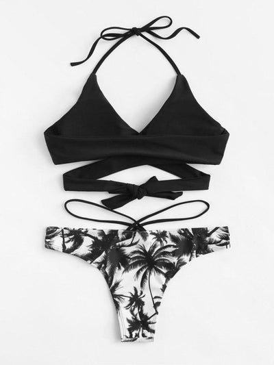 Surplice Wrap Front Cut Out Side Bikini Set--Des Mess