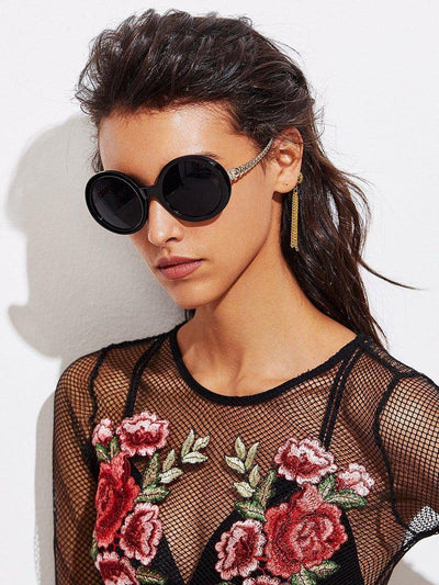 Round Lens Chain Temple Sunglasses-accessories-Des Mess