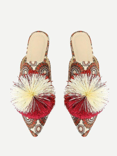 Pom Pom Decorated Flats-shoes-Des Mess